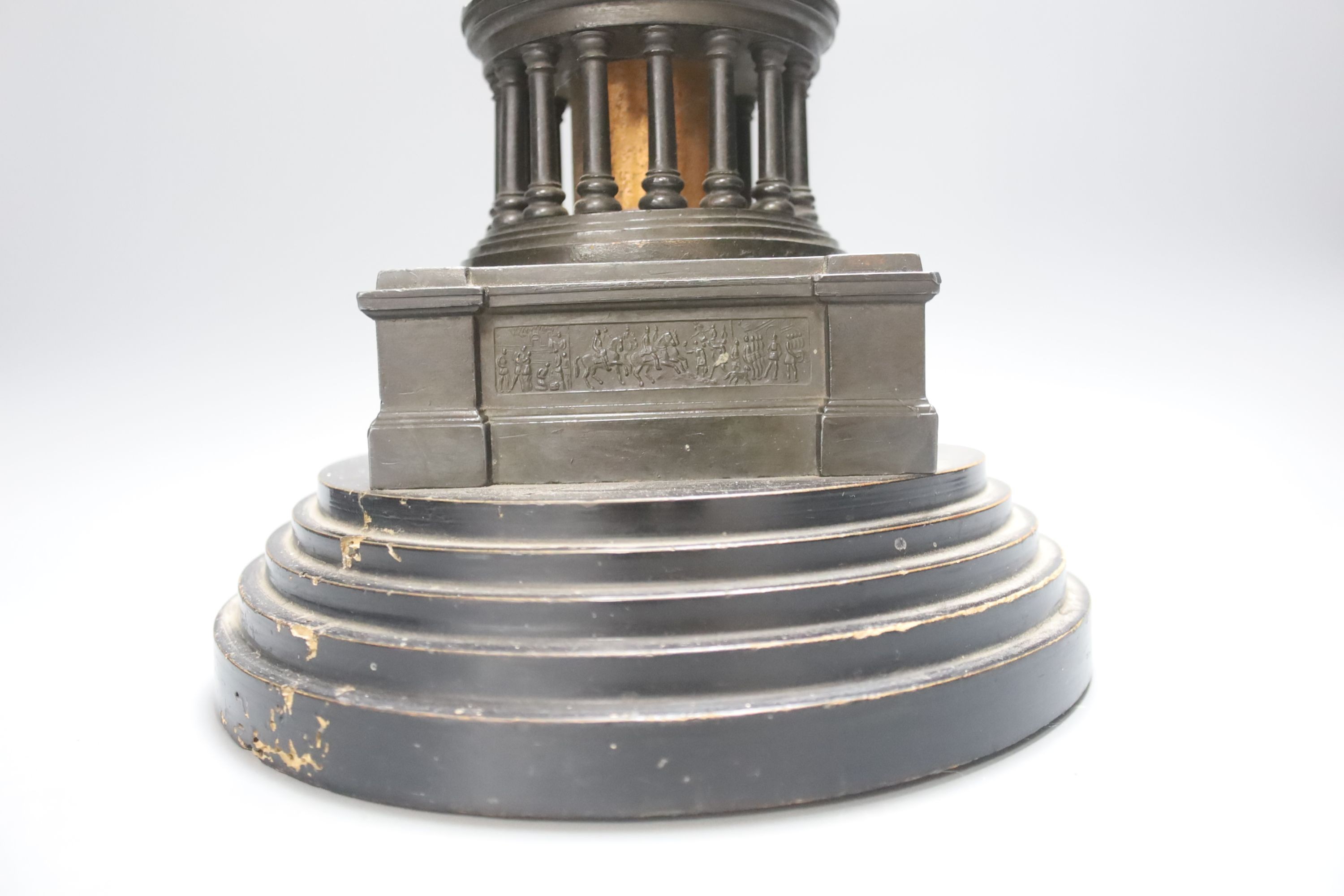 A 19th century Grand Tour patinated spelter model of a column 46cm